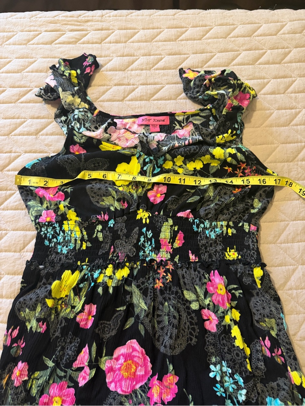 Betsey Johnson Black Floral Tiered Maxi Dress Size L - Picture 5 of 5